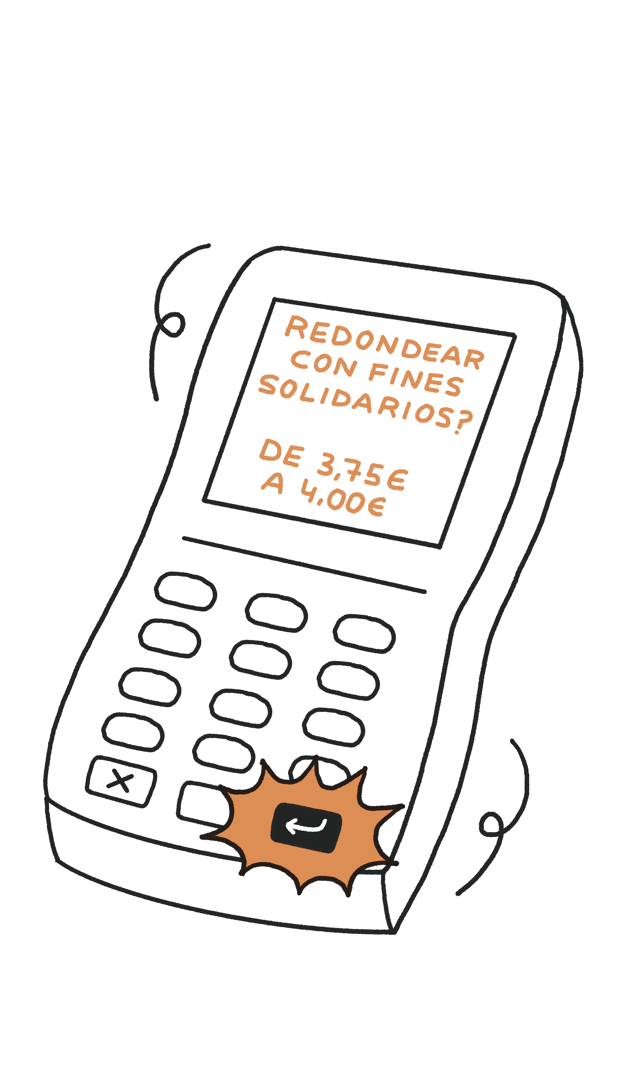 A payment terminal displaying the Worldcoo Charity Rounding Up donation option